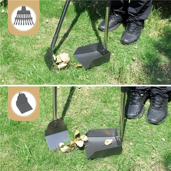 Dog Pooper Scooper, Dog Poop Tray and Rake Set with Long Stainless Handles - Picture 7 of 7